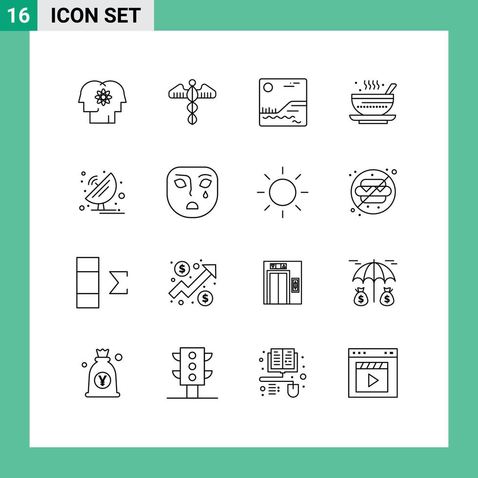 Set of 16 Vector Outlines on Grid for qehwa hot health dish canada Editable Vector Design Elements