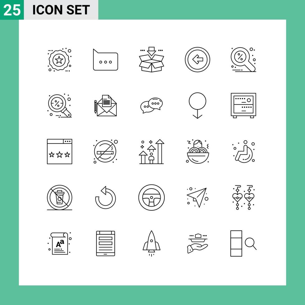 25 Creative Icons Modern Signs and Symbols of find left box user interface button Editable Vector Design Elements