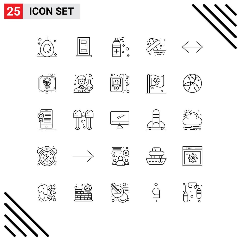 Line Pack of 25 Universal Symbols of conversation move spray left day Editable Vector Design Elements