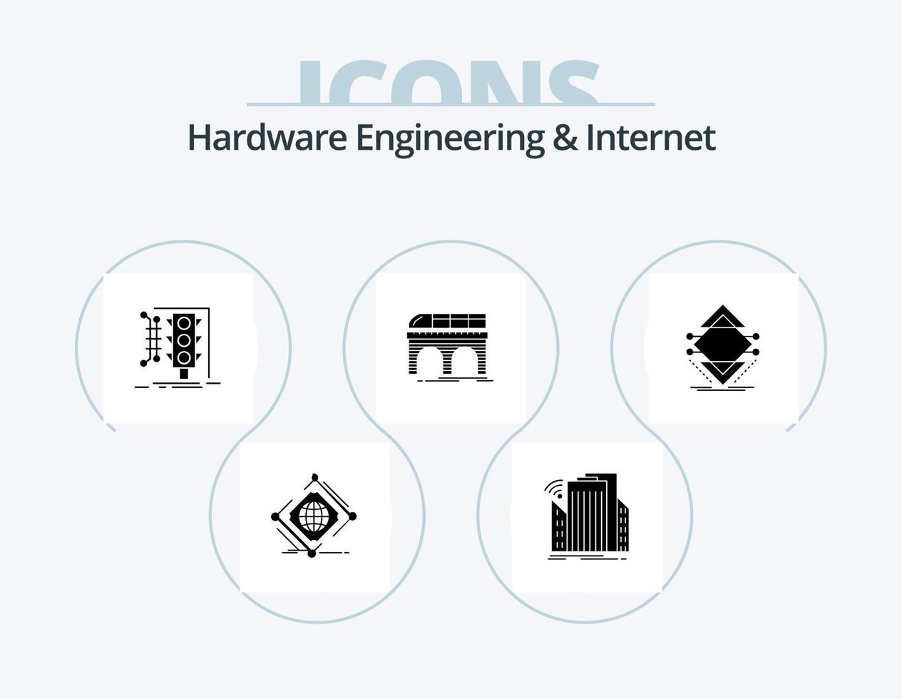 Hardware Engineering And Internet Glyph Icon Pack 5 Icon Design. railway. metro. smart. traffic. monitoring vector