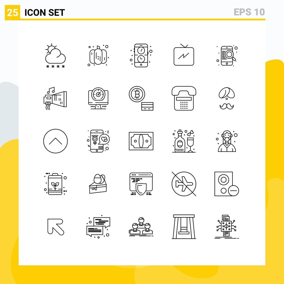Stock Vector Icon Pack of 25 Line Signs and Symbols for online mobile application find power Editable Vector Design Elements