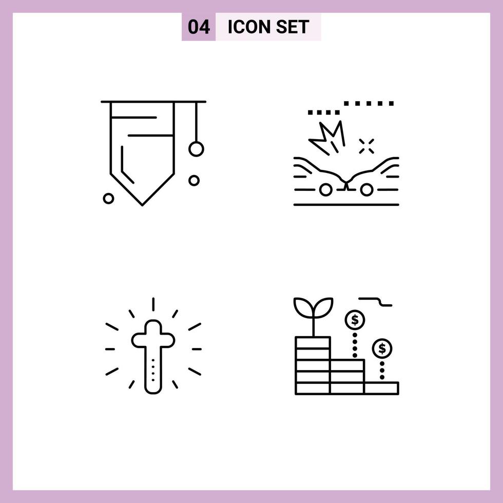 4 Universal Filledline Flat Colors Set for Web and Mobile Applications badge cross success accidents finance Editable Vector Design Elements