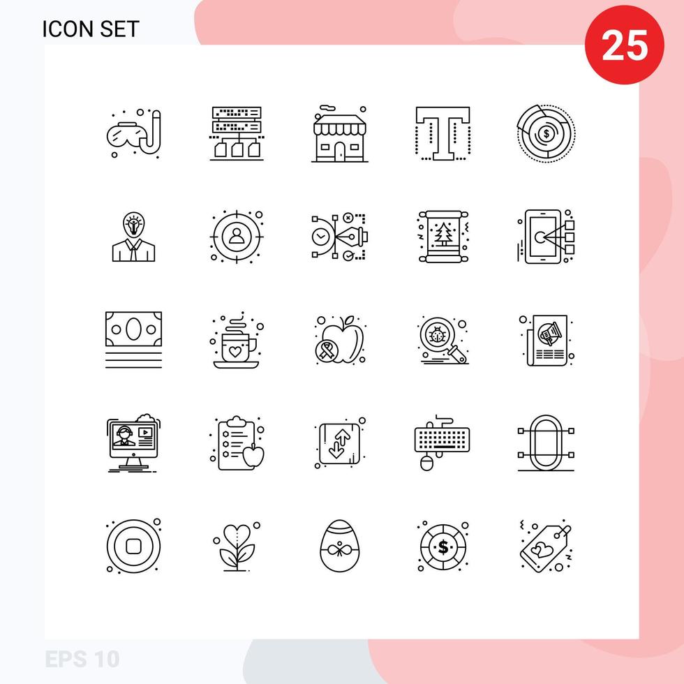 Group of 25 Modern Lines Set for financial budget real balance tool Editable Vector Design Elements