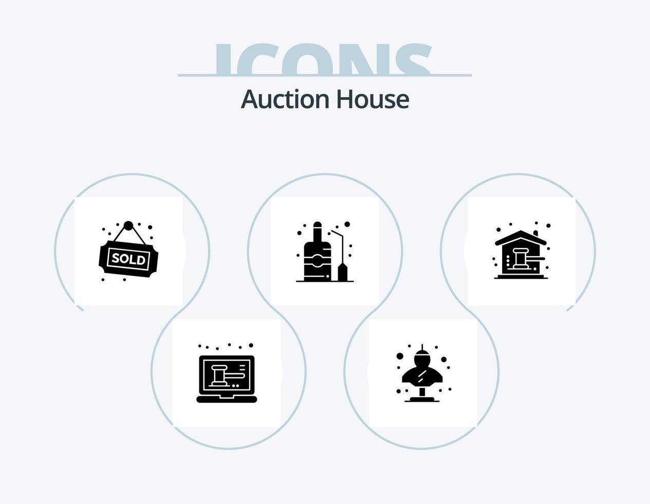 Auction Glyph Icon Pack 5 Icon Design. auction. bottle. greek. alcohol. sold vector