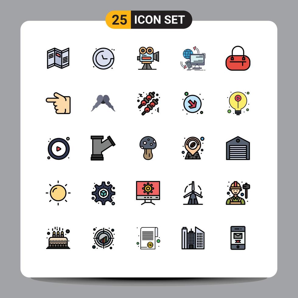 Modern Set of 25 Filled line Flat Colors and symbols such as security monitoring camera control professional Editable Vector Design Elements