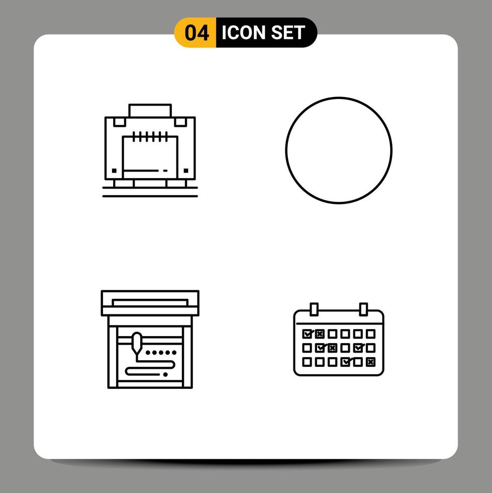 Set of 4 Modern UI Icons Symbols Signs for hotel calendar luggage wifi mounth Editable Vector Design Elements