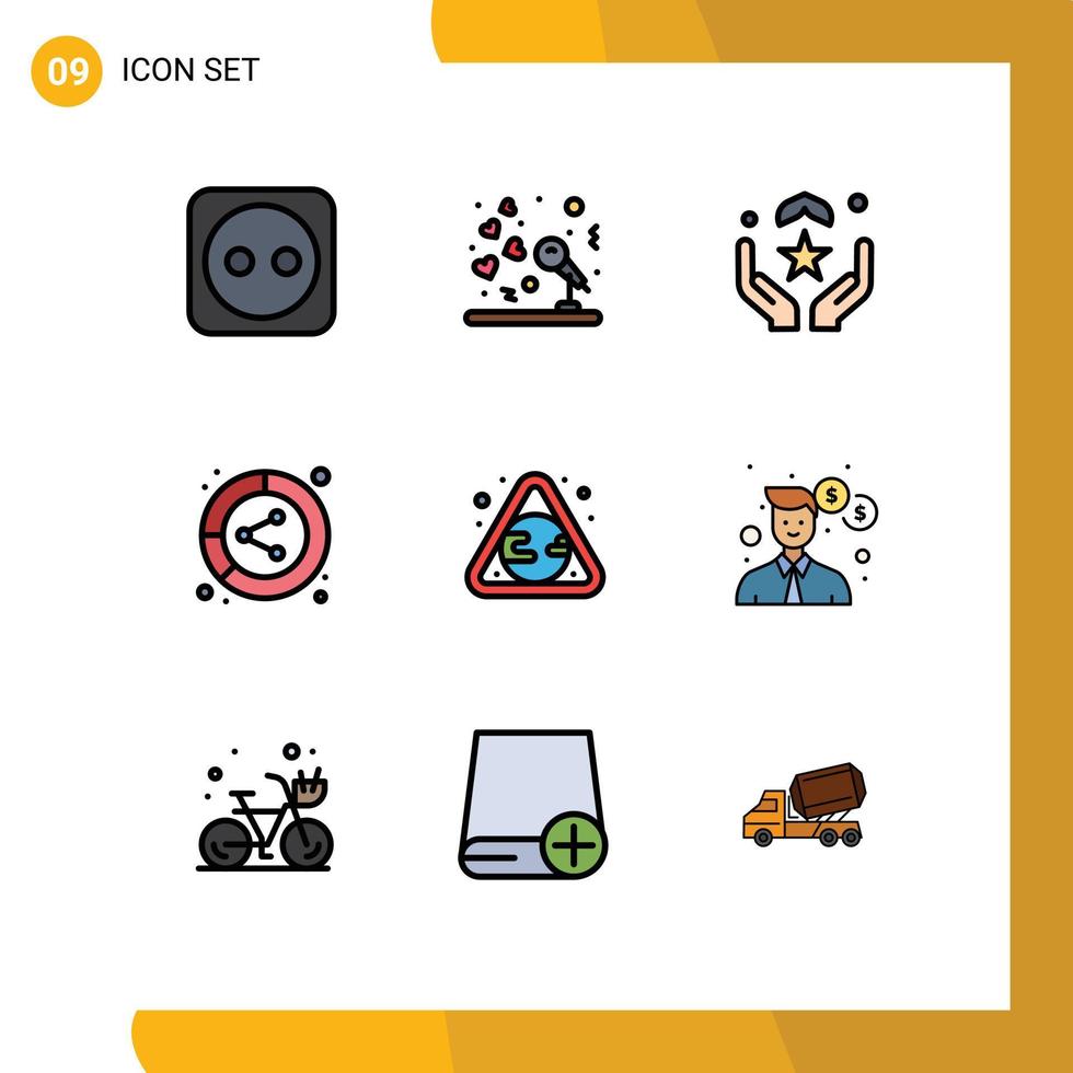 Set of 9 Modern UI Icons Symbols Signs for earth lead dua data analysis Editable Vector Design Elements