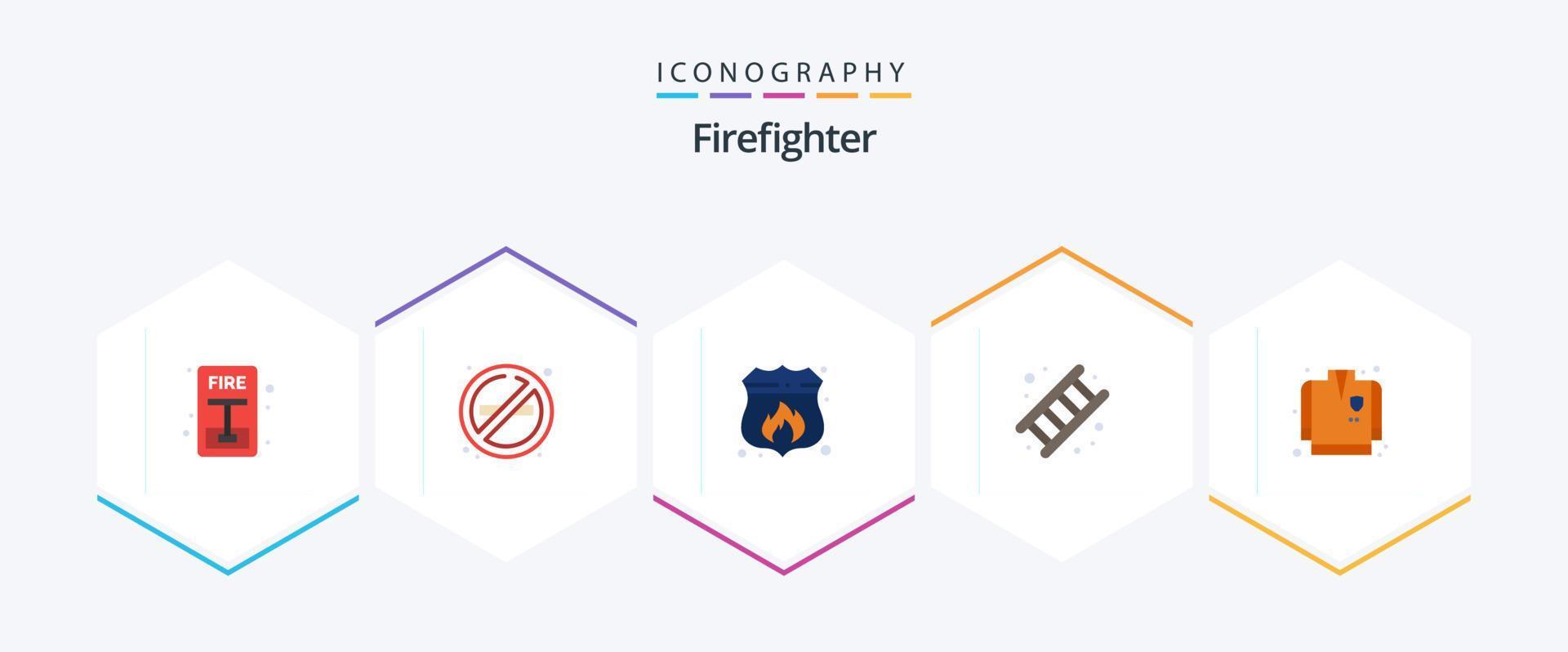 Firefighter 25 Flat icon pack including fire fighting. service. access. job. fire vector