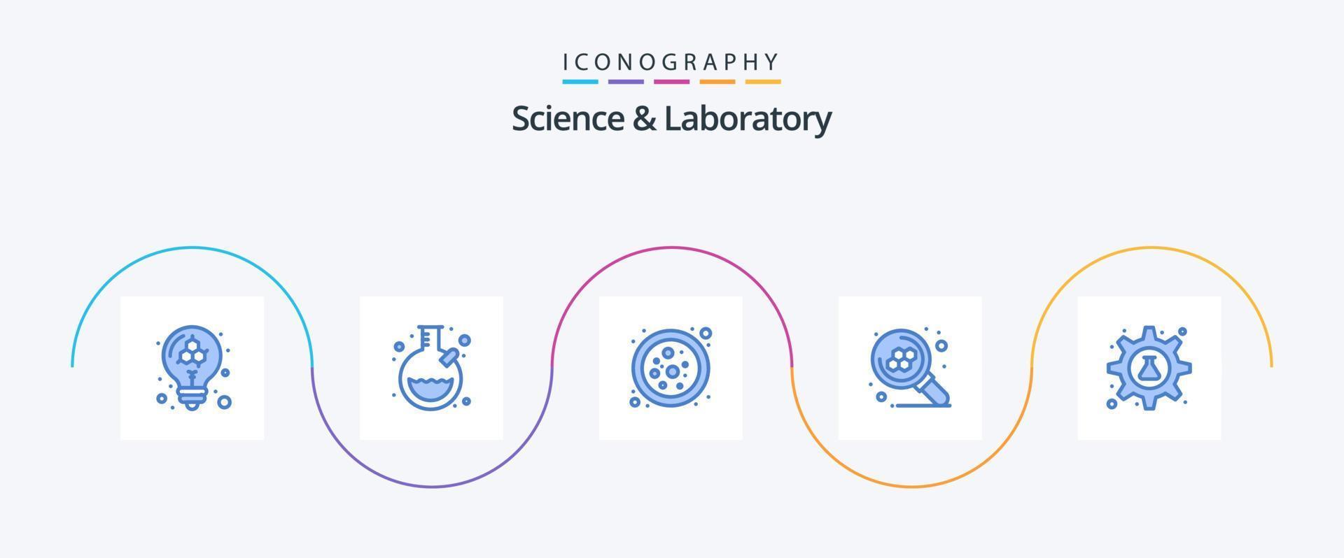 Science Blue 5 Icon Pack Including science. gear. connection. cog. science vector