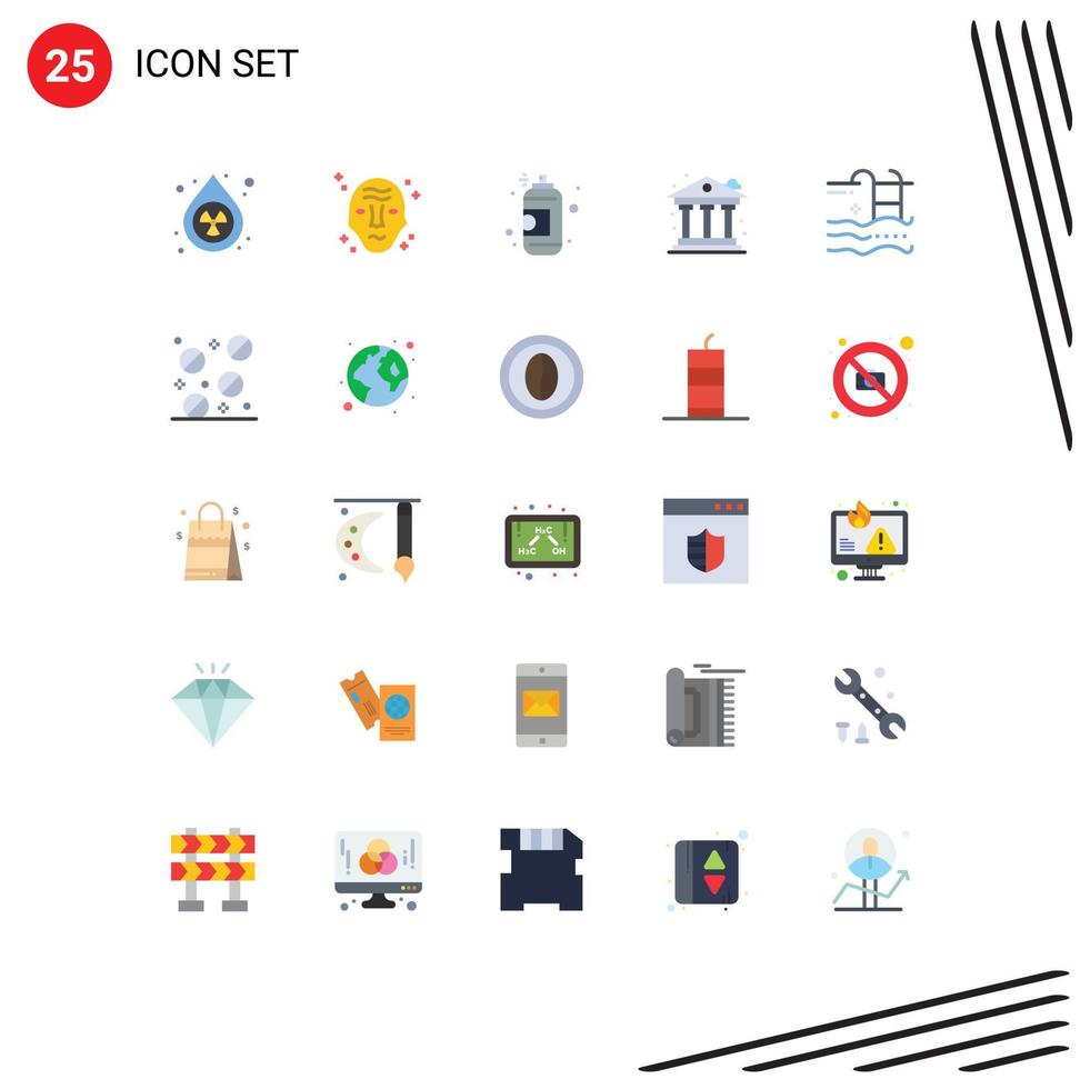 conjunto de 25 comercial plano colores paquete para fiesta banco OVNI vida pintar editable vector diseño elementos