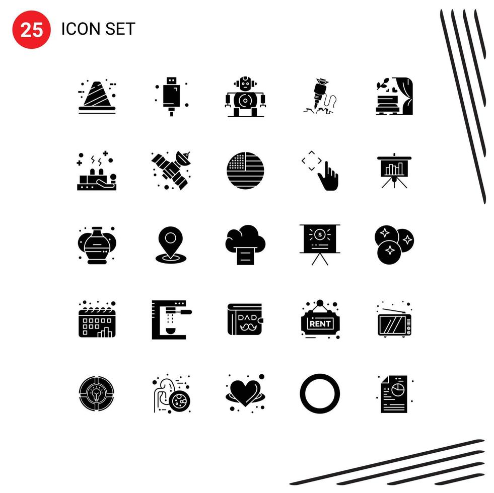 Set of 25 Modern UI Icons Symbols Signs for tool construction electronic building technology Editable Vector Design Elements