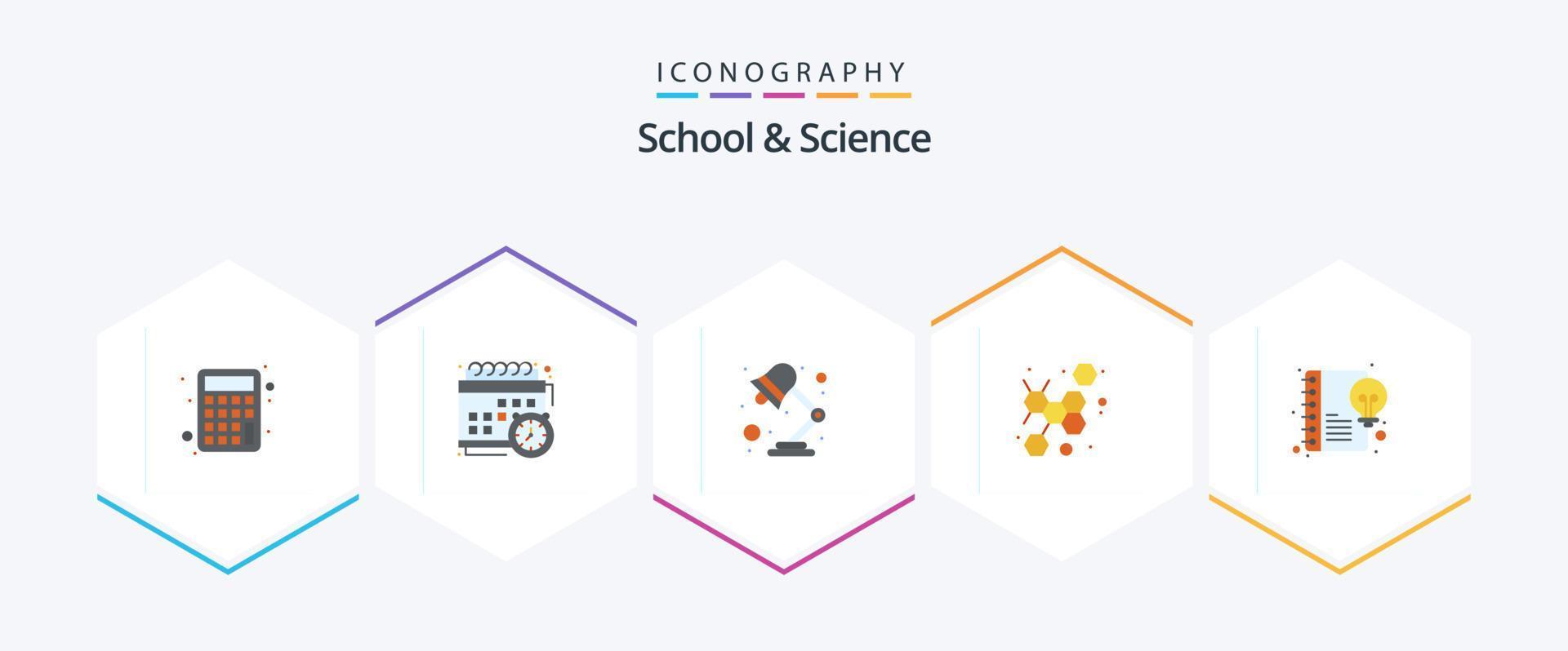 School And Science 25 Flat icon pack including creative. lamp. science. atom vector