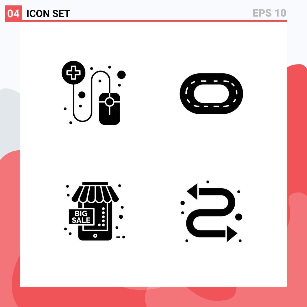 Group of 4 Solid Glyphs Signs and Symbols for online online stadium sale repeat Editable Vector Design Elements