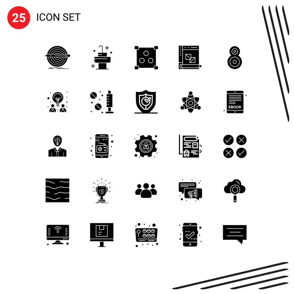 Pack of 25 creative Solid Glyphs of th planning abstract panel develop Editable Vector Design Elements