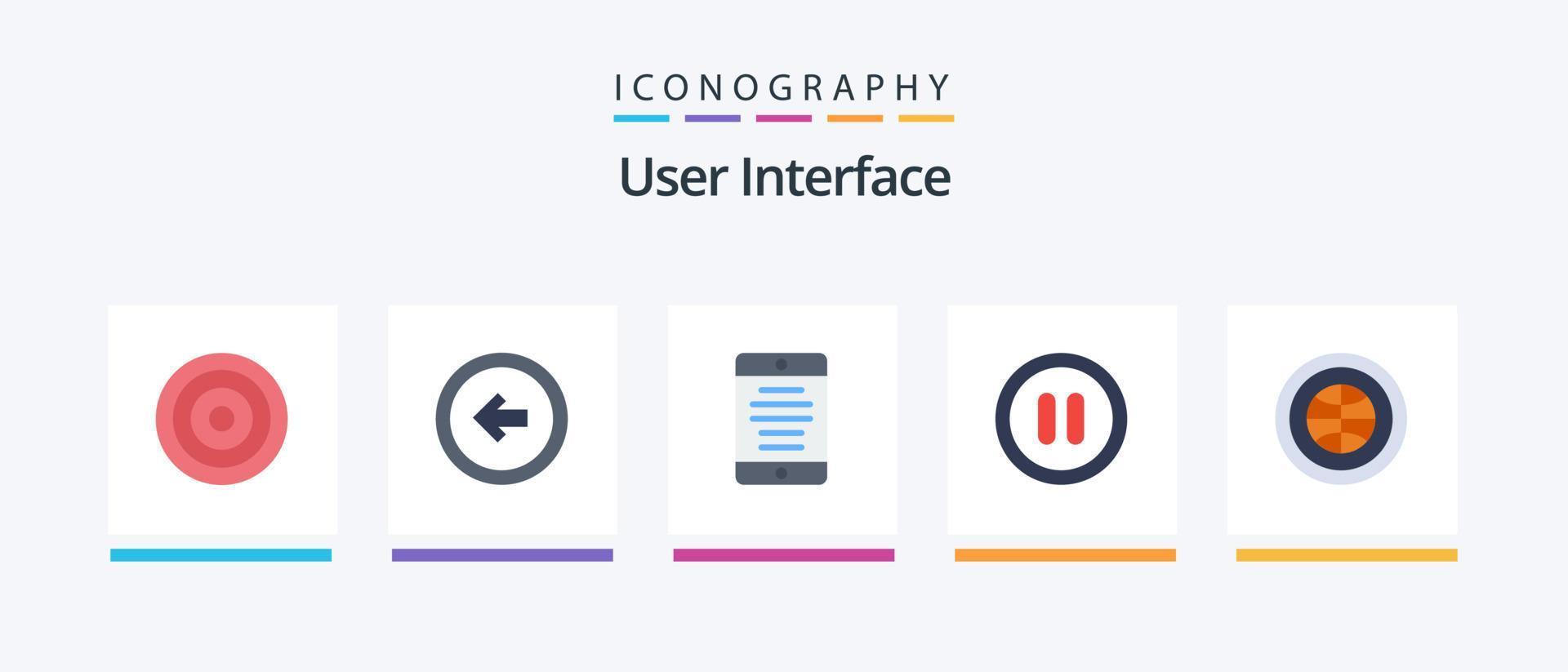 User Interface Flat 5 Icon Pack Including interface. user. left. pause. user. Creative Icons Design vector