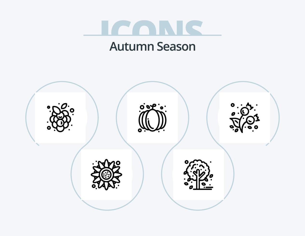 otoño línea icono paquete 5 5 icono diseño. fiera. árbol. nube. naturaleza. hoja vector