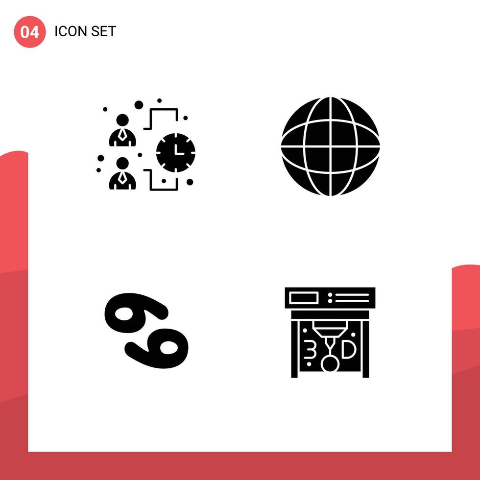 Modern Set of Solid Glyphs Pictograph of business zodiac work globe printing Editable Vector Design Elements