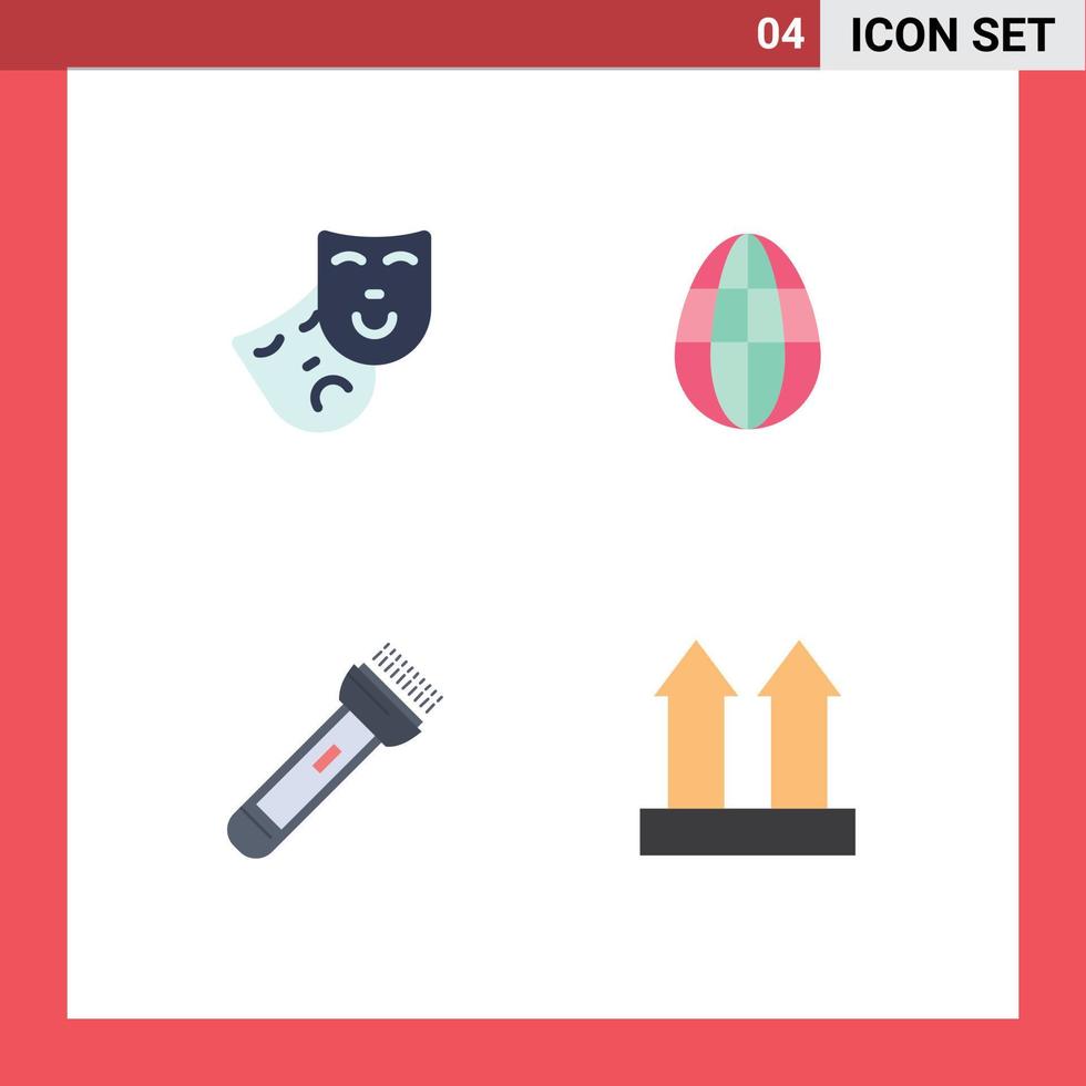 Pack of 4 creative Flat Icons of mask camping egg torch arrows Editable Vector Design Elements
