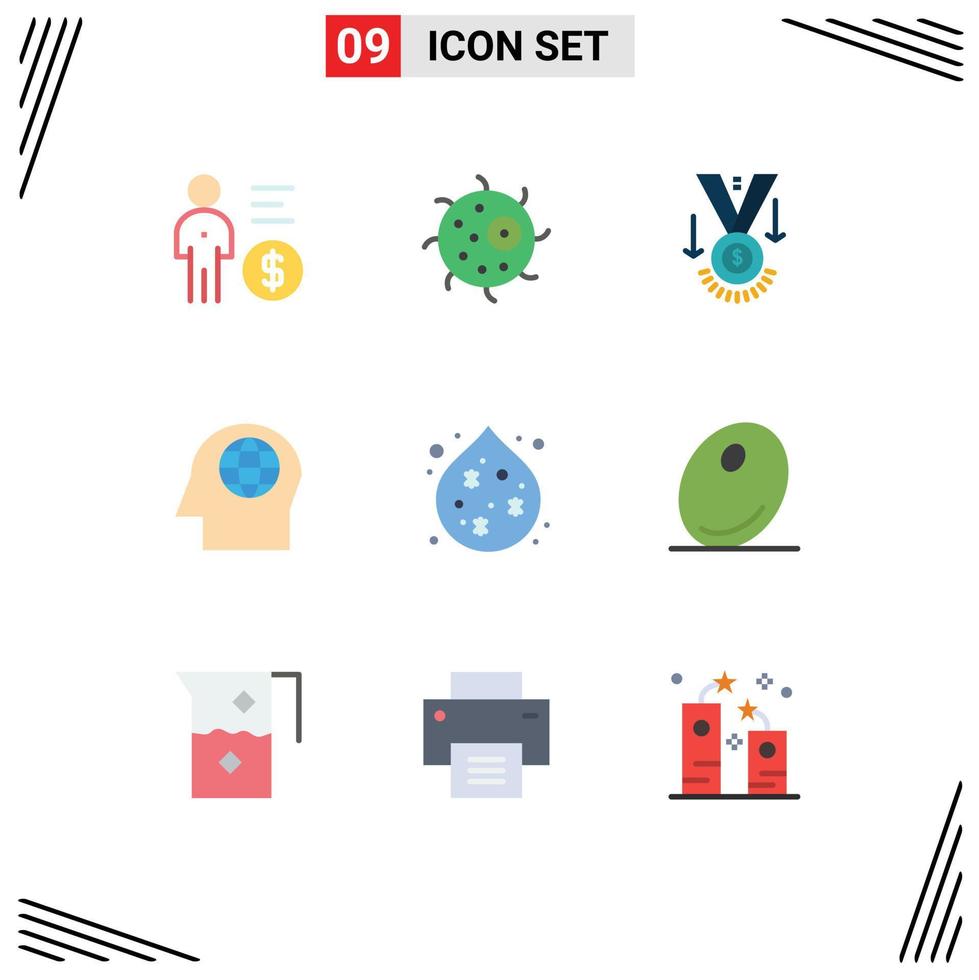 9 Creative Icons Modern Signs and Symbols of pollution global plant face winner Editable Vector Design Elements