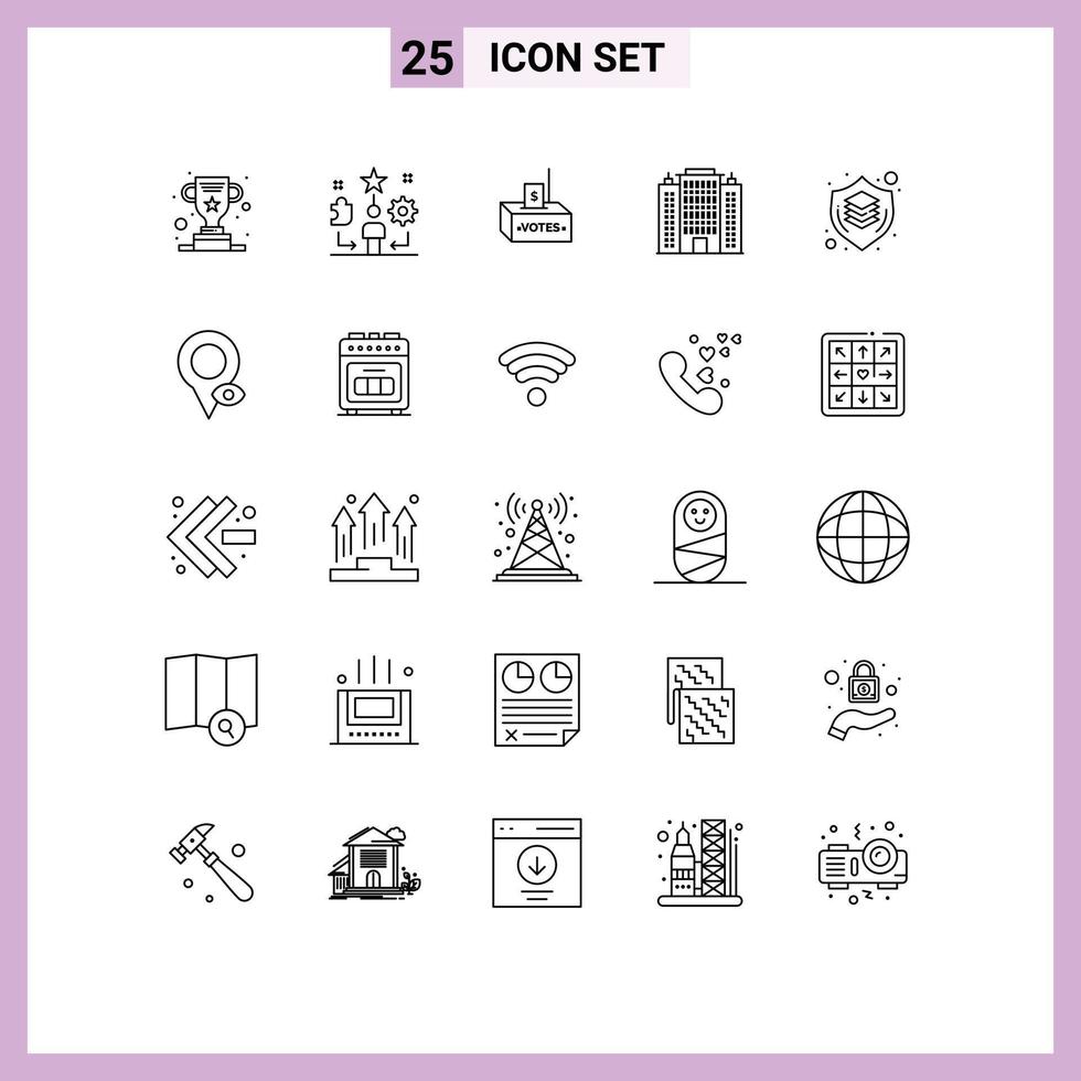 25 Creative Icons Modern Signs and Symbols of hotel architecture traning resort influence Editable Vector Design Elements