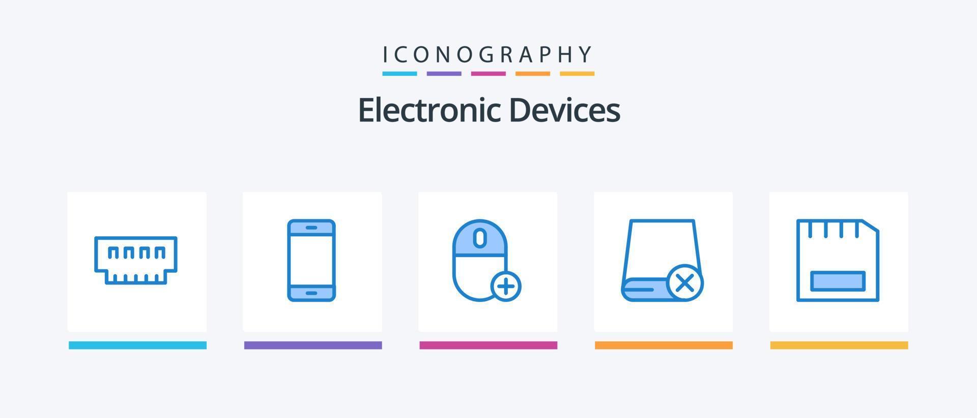 dispositivos azul 5 5 icono paquete incluso conducir. ordenadores. hardware. hardware. dispositivos. creativo íconos diseño vector