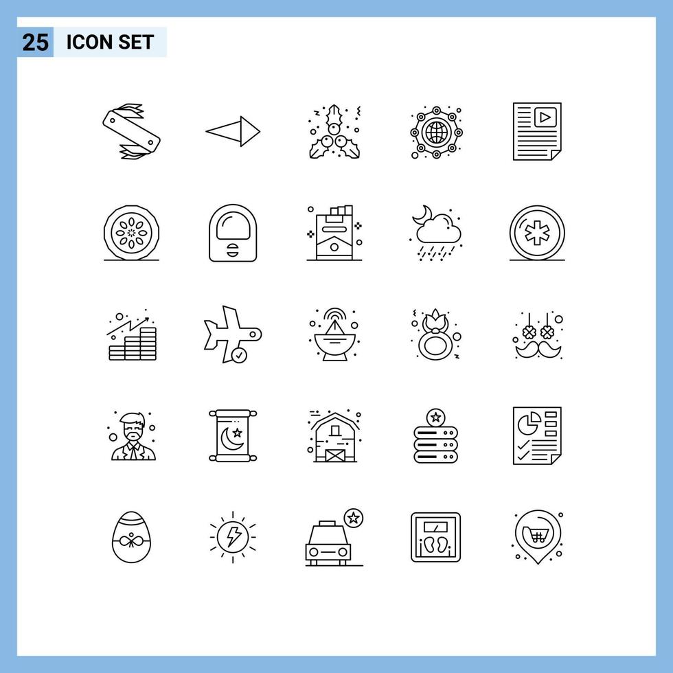 Group of 25 Modern Lines Set for paper data christmas globe international Editable Vector Design Elements
