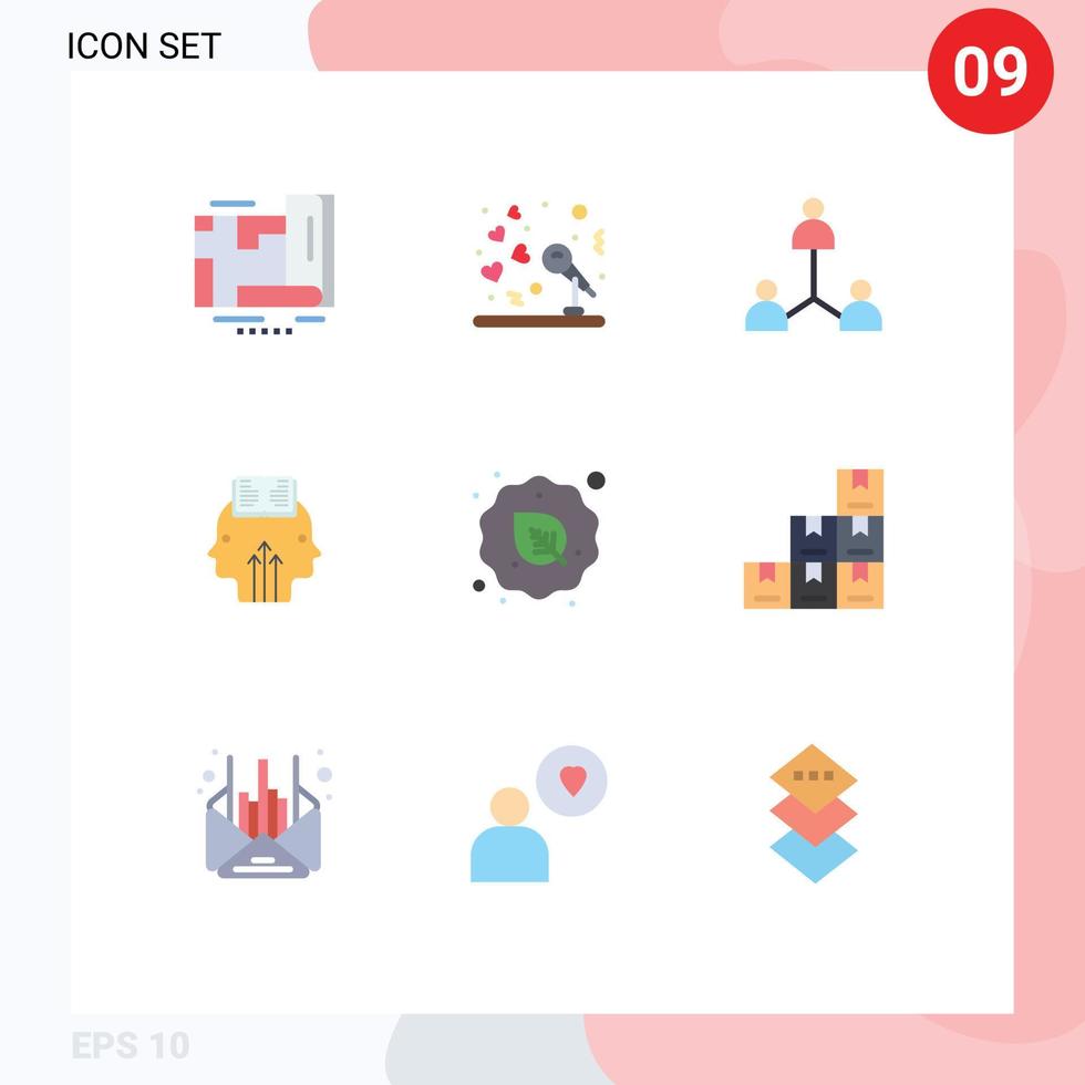 Modern Set of 9 Flat Colors and symbols such as leaf man group programming mind Editable Vector Design Elements