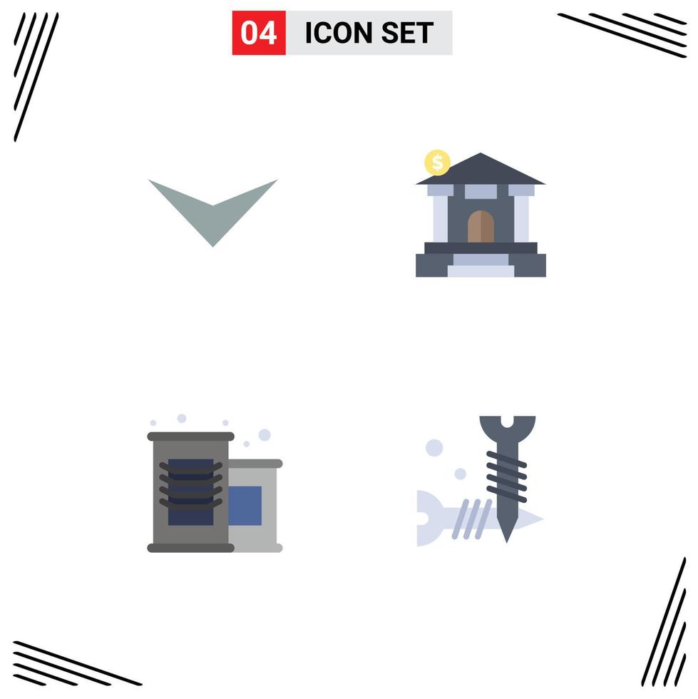 Modern Set of 4 Flat Icons Pictograph of arrow vegetable bank estate diy Editable Vector Design Elements