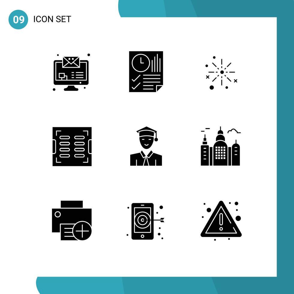 9 Creative Icons Modern Signs and Symbols of drain bathroom bang fireworks diwali Editable Vector Design Elements