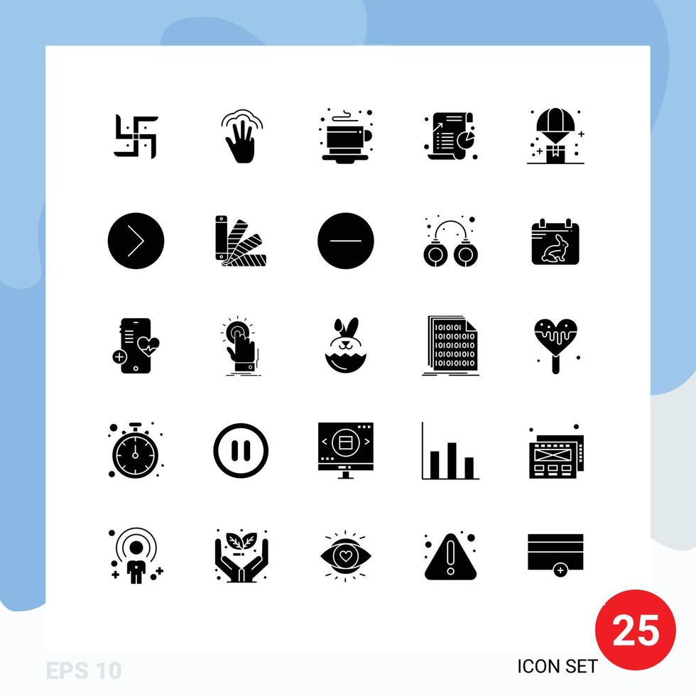 Set of 25 Modern UI Icons Symbols Signs for statistic graph multiple touch chart hot Editable Vector Design Elements