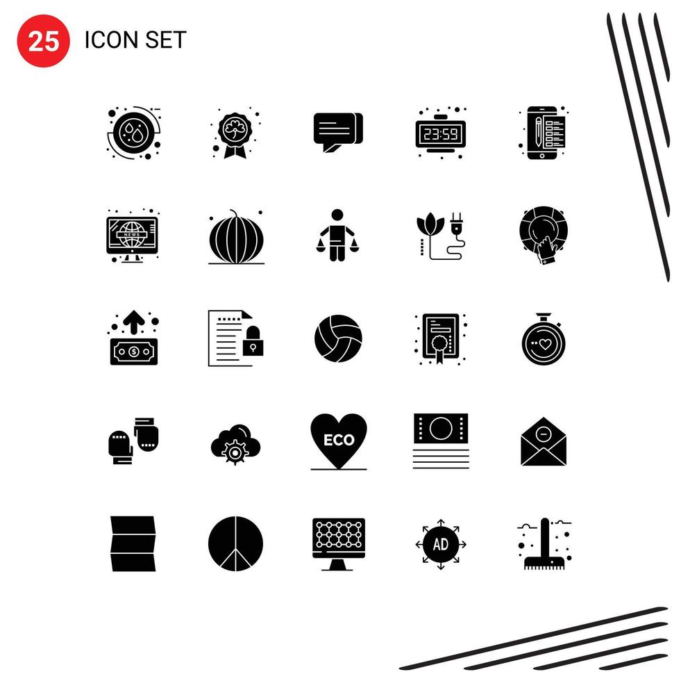 25 creativo íconos moderno señales y símbolos de archivo hora Insignia nuevo año reloj editable vector diseño elementos
