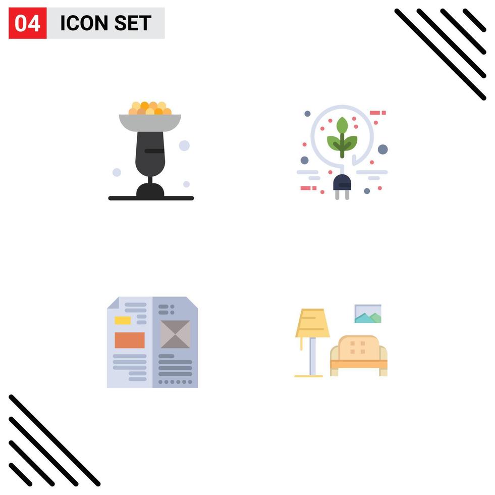 Mobile Interface Flat Icon Set of 4 Pictograms of baking book cupsakes electric editorial Editable Vector Design Elements
