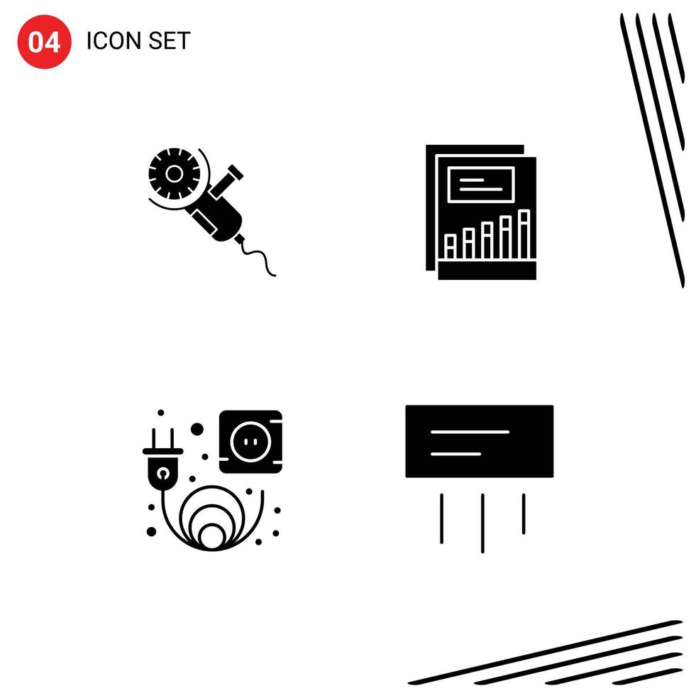 Pack of creative Solid Glyphs of saw report tool chart outlet Editable Vector Design Elements