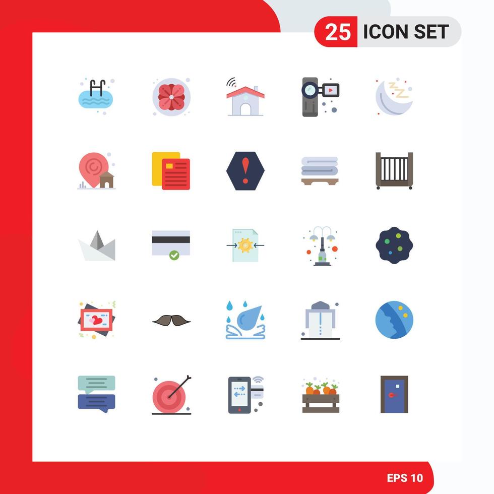 Set of 25 Commercial Flat Colors pack for health video camera wifi video camcorder Editable Vector Design Elements