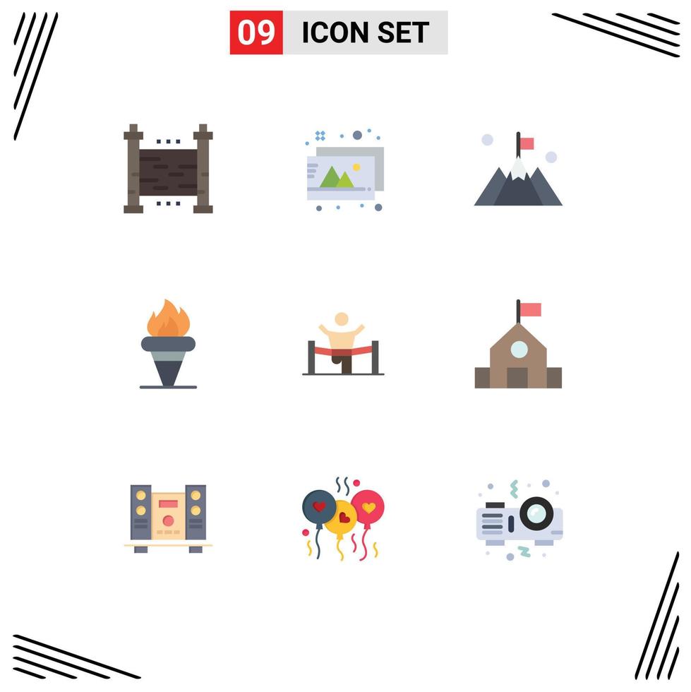 User Interface Pack of 9 Basic Flat Colors of business olympic interface holding games Editable Vector Design Elements