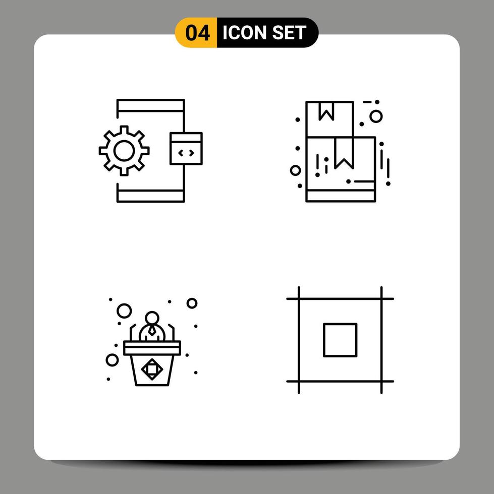 4 Thematic Vector Filledline Flat Colors and Editable Symbols of app employee development ecommerce speech Editable Vector Design Elements