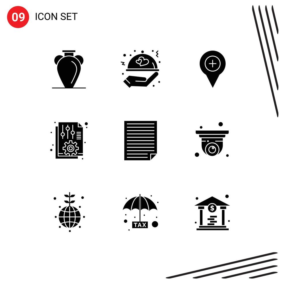 Set of 9 Modern UI Icons Symbols Signs for options file wedding document pin Editable Vector Design Elements