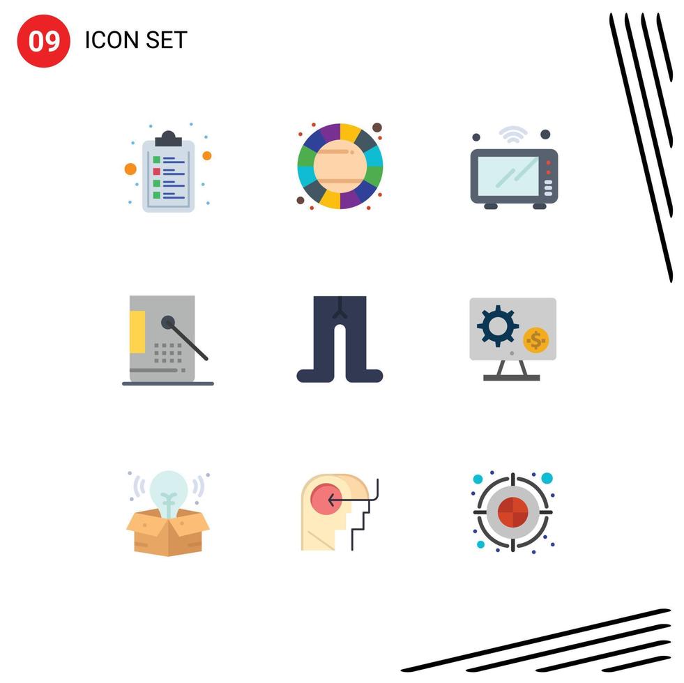 Universal Icon Symbols Group of 9 Modern Flat Colors of baby development iot design bucket Editable Vector Design Elements