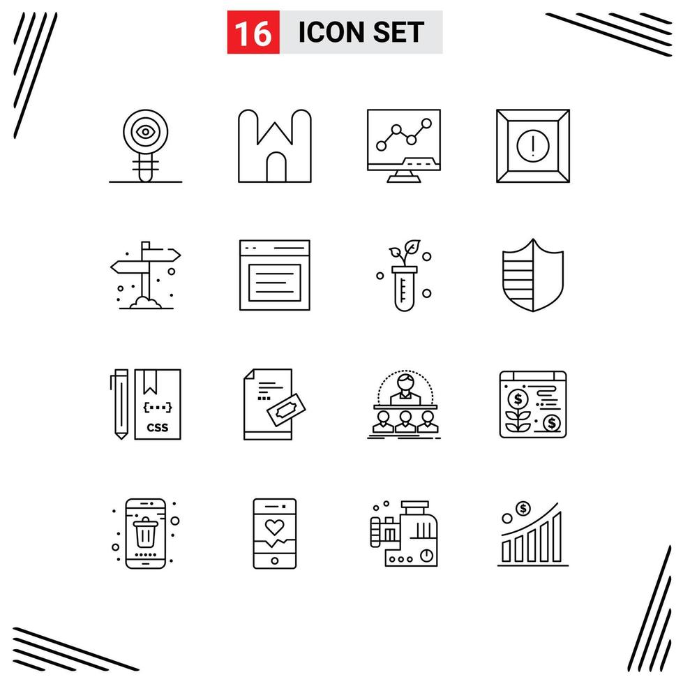 Stock Vector Icon Pack of 16 Line Signs and Symbols for board product fortress box lcd Editable Vector Design Elements