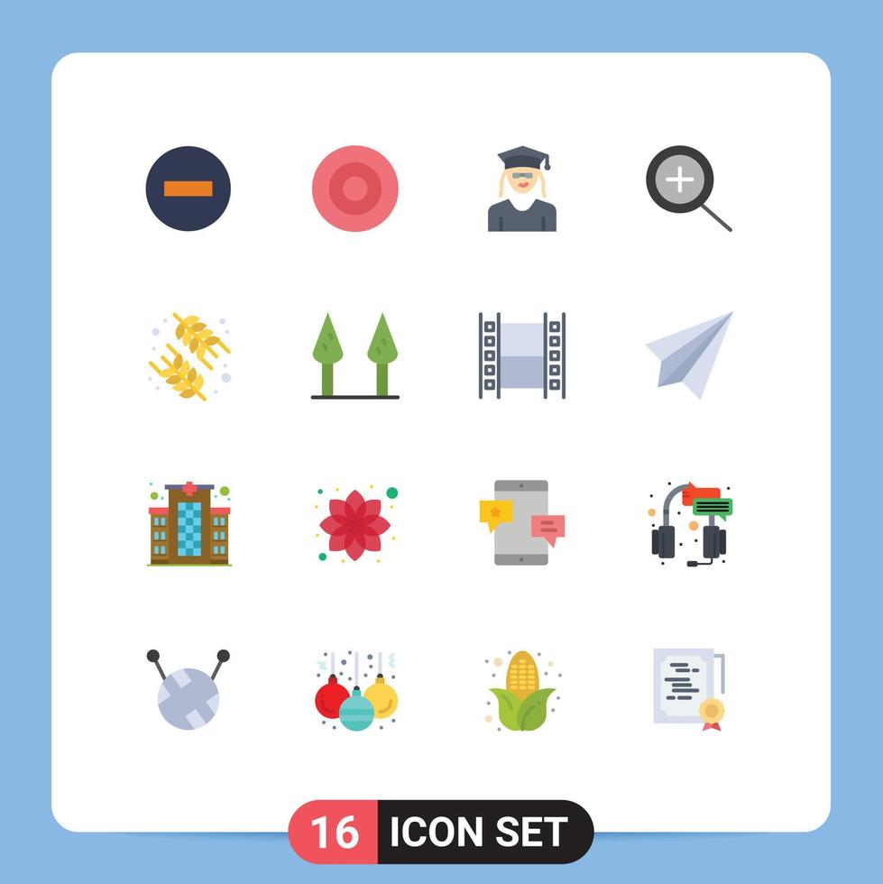 16 User Interface Flat Color Pack of modern Signs and Symbols of healthy diet symbols zoom woman Editable Pack of Creative Vector Design Elements