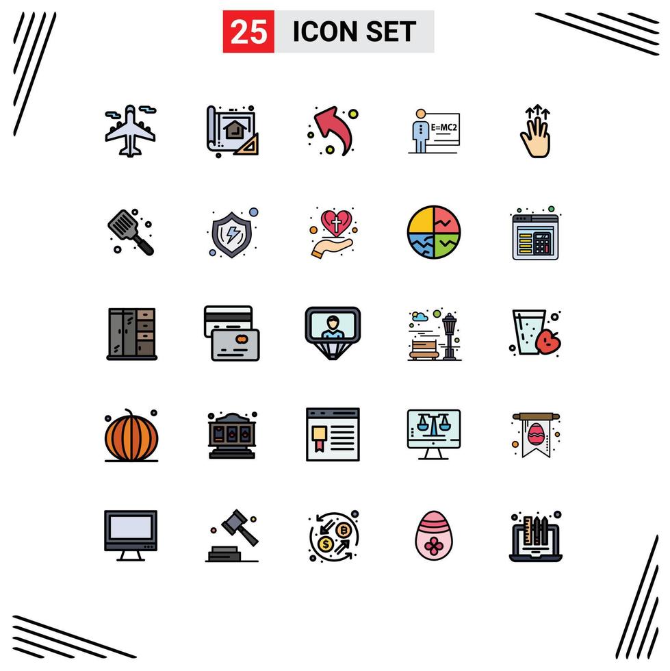 Group of 25 Filled line Flat Colors Signs and Symbols for gestures teacher print class left Editable Vector Design Elements