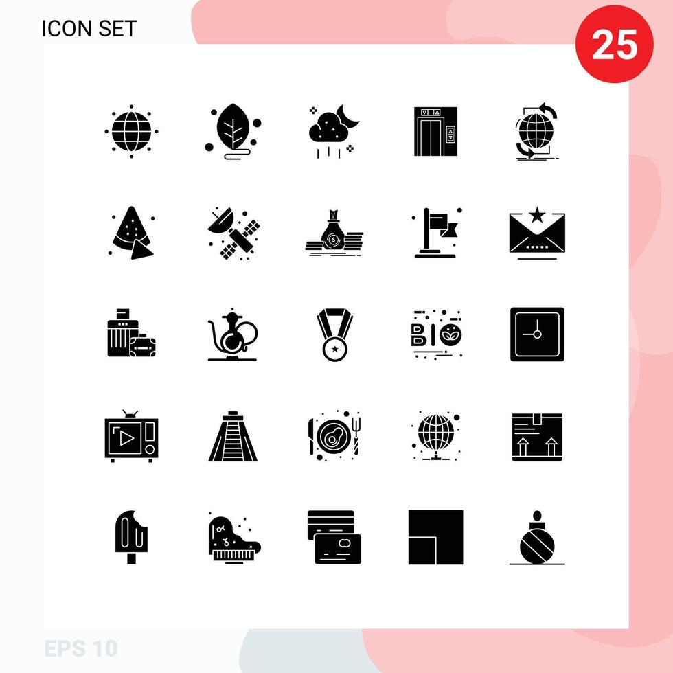 25 Universal Solid Glyph Signs Symbols of network global storage connectivity building Editable Vector Design Elements