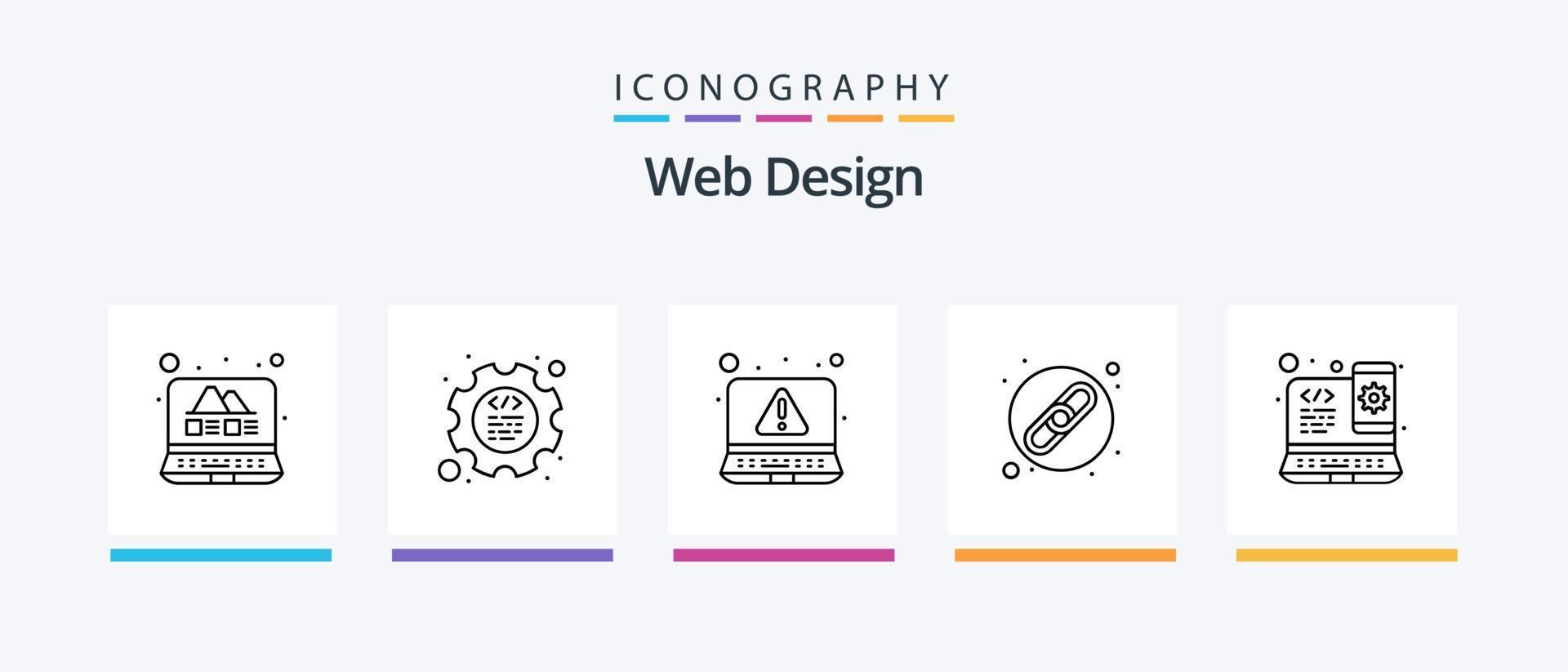 Web Design Line 5 Icon Pack Including design. mobile. magnifier. check. app. Creative Icons Design vector