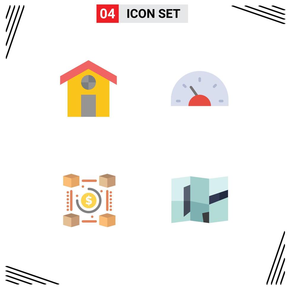 Modern Set of 4 Flat Icons Pictograph of city currency arrow creative pp Editable Vector Design Elements