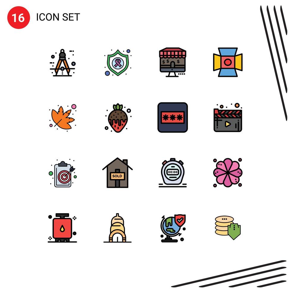 Set of 16 Modern UI Icons Symbols Signs for marijuana studio cancer photography light Editable Creative Vector Design Elements