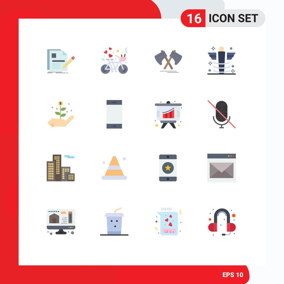 Mobile Interface Flat Color Set of 16 Pictograms of hospital care heart viking tool Editable Pack of Creative Vector Design Elements