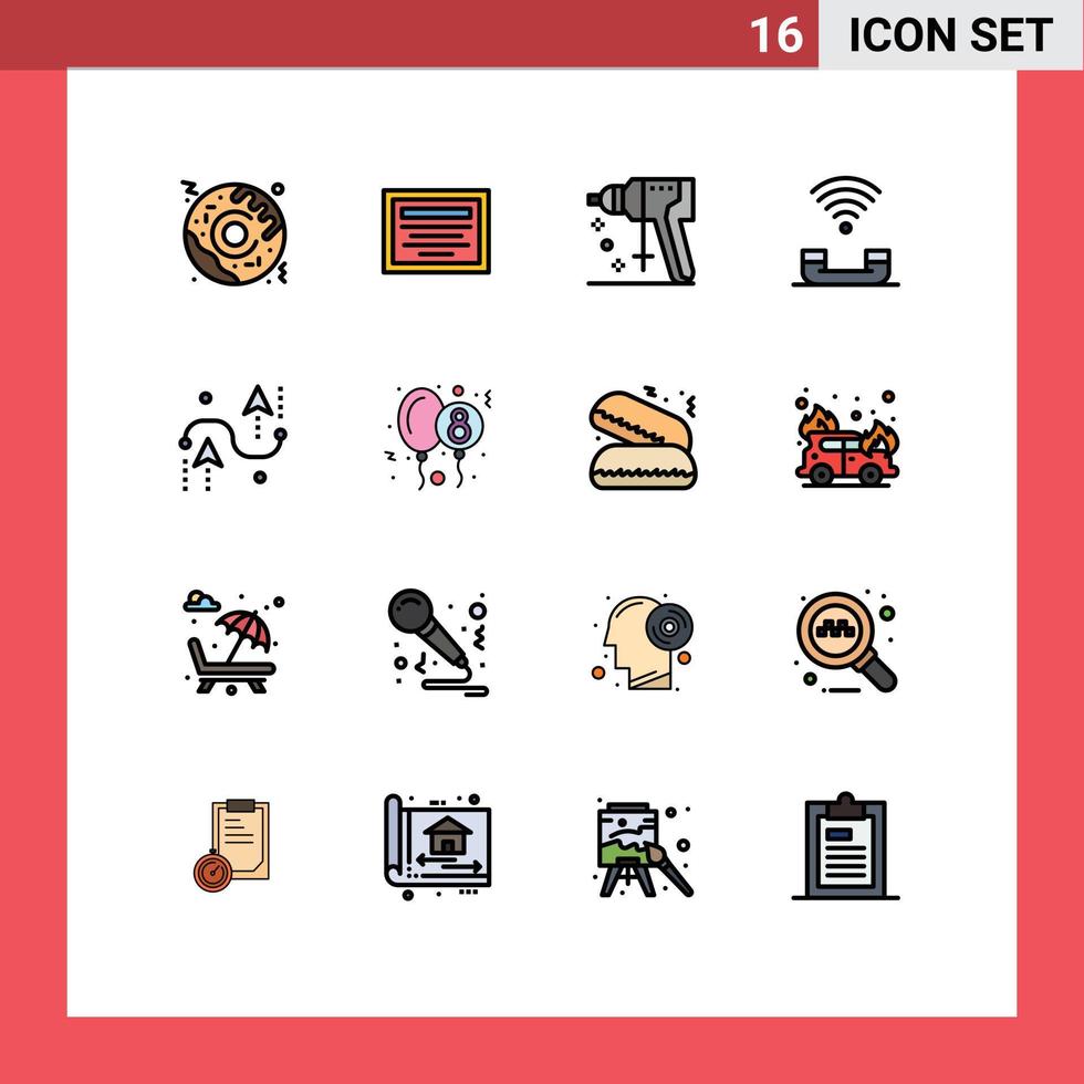 Universal Icon Symbols Group of 16 Modern Flat Color Filled Lines of design coding puncher telephone productivity Editable Creative Vector Design Elements