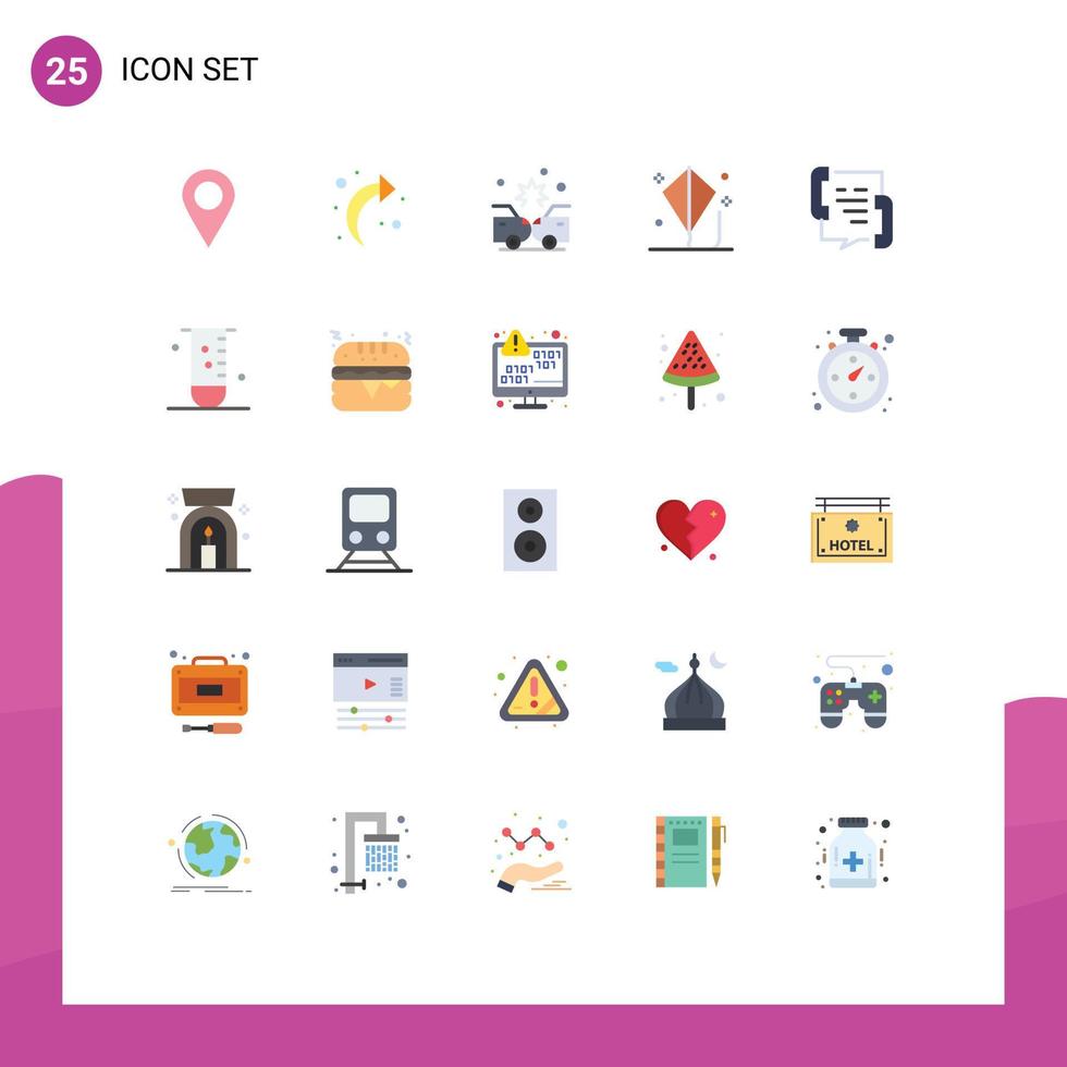 Set of 25 Modern UI Icons Symbols Signs for contact call damage summer kite Editable Vector Design Elements