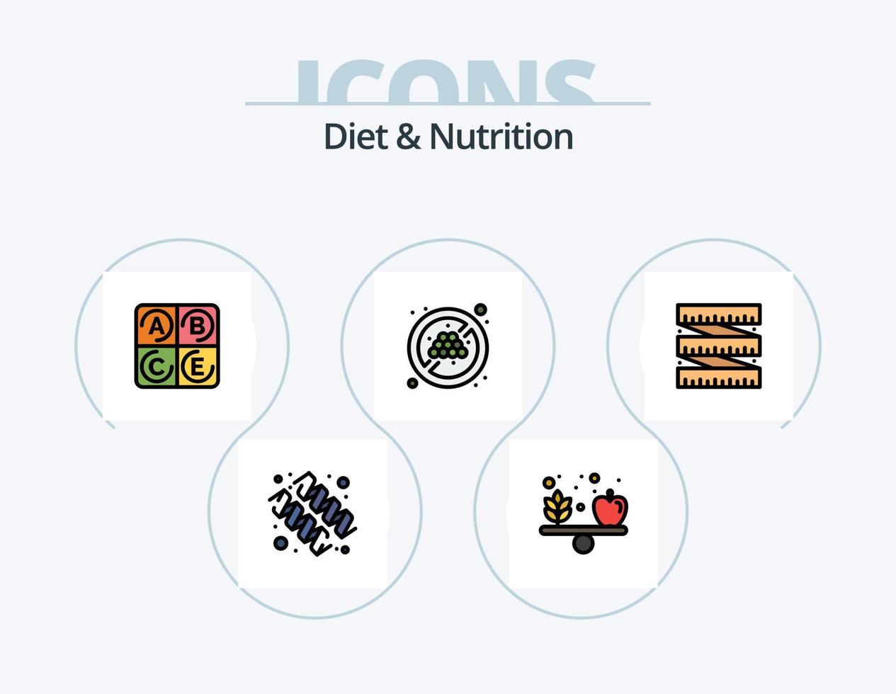 Diet And Nutrition Line Filled Icon Pack 5 Icon Design. diet. vitamin. diet. supplement. diet vector