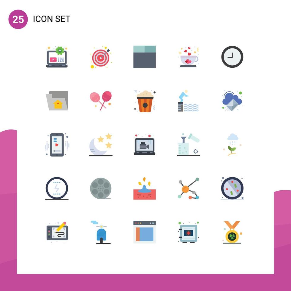 Set of 25 Commercial Flat Colors pack for file time grid clock love Editable Vector Design Elements